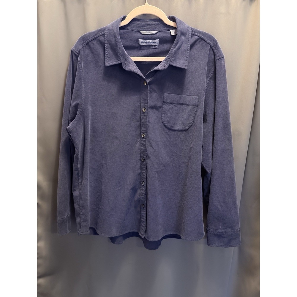 Tommy Bahama Coastal Cord Live The Island Life Button Down Shirt Women's Sz XL